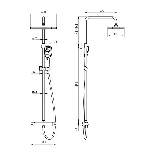 Душова система Imprese Centrum SQ T-15300SQ, Хром - фото 3