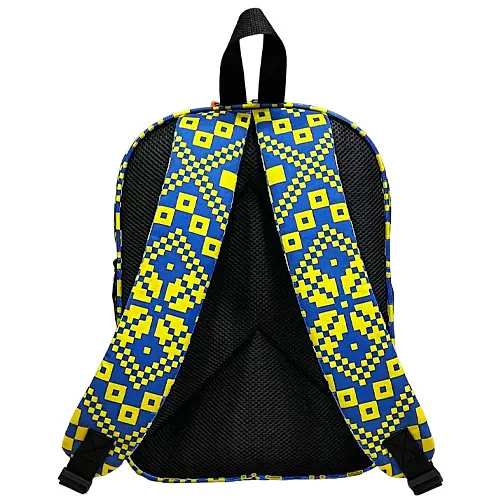 Рюкзак школьный детский 36х27 см с принтом Вышиванка Желто-голубой (00580) - фото 4