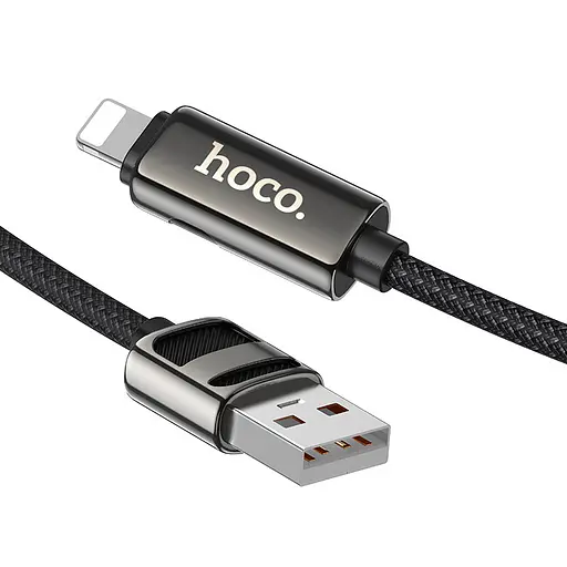 Дата кабель Hoco U137 Line with display USB to Lightning 2.4A/12W (1.2m) Black - фото 3