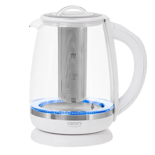 Стеклянный чайник Camry CR 1290, 2.0 л, с регулировкой температуры, LED-подсветкой, белый, электрический, 2200 - фото 2
