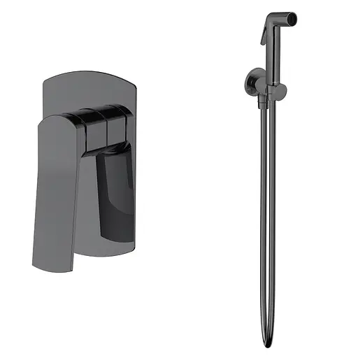 Набір гігієнічного душу прихованого монтажу Volle Solo (1510.101405+1586.190105) pistola gris SET20240403, Графіт - фото 1