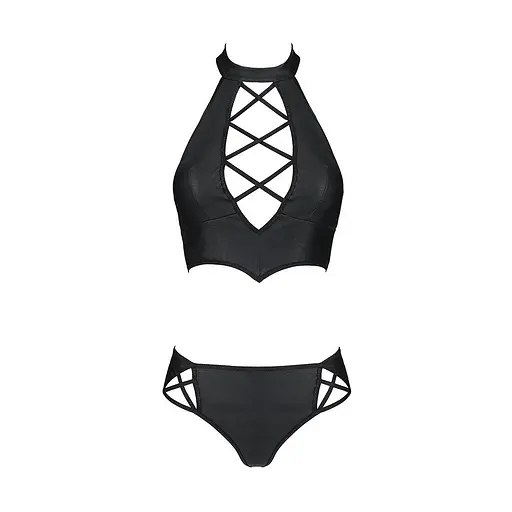 Комплект із еко-шкіри Passion Nancy Bikini black L/XL - фото 5