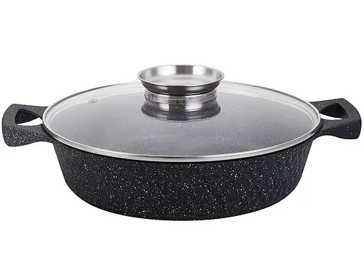 Сотейник Zauberg алюмінієвий мармурове покриття індукційний 28 см 3.5 л чорний (YLS8028 B) - фото 1