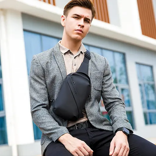 Рюкзак Mark Ryden с одной лямкой MR8518 водонепроницаемый материал Черный - фото 7