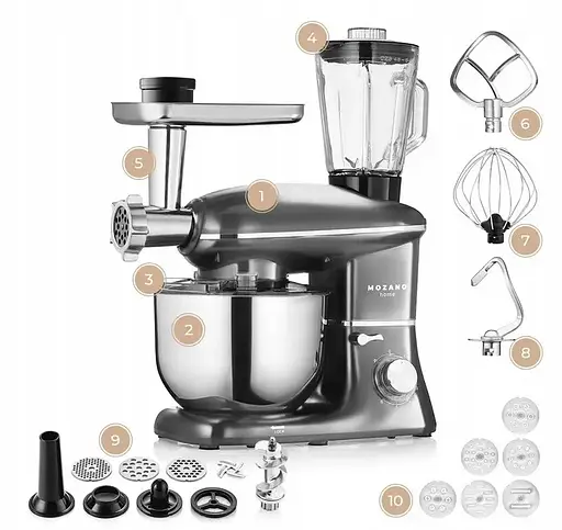 Кухонный комбайн Mozano планетарный Kitchen Assistant 6 в 1 3200 Вт чаша 6.2 л - фото 2