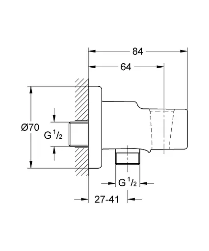 Подключение для душевого шланга с держателем Grohe QuickFix Vitalio Universal 26962001, Хром - фото 7