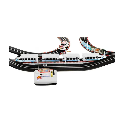 Электропоезд Ramiz 2в1 для гонок на дистанционном управлении+локомотивы+вагоны+машина ML-50703 - фото 4