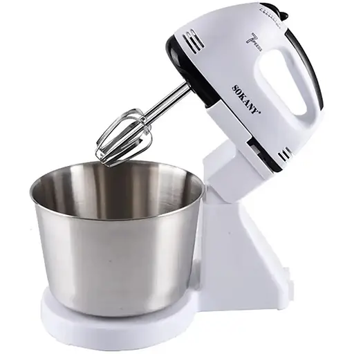 Стационарный миксер тестомес Sokany с подставкой CX-6620 комбайн с металлической чашей 2л 250Вт Белый - фото 2