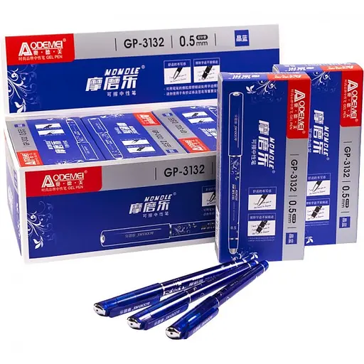 Набор гелевых ручек Пиши-стирай Aodemei, 12 шт., 0.5 мм, синий, 3132