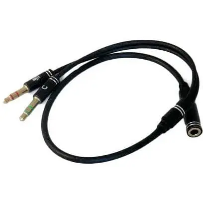 Кабель-переходник ExtraDigital 3.5 мм F - 2x3.5 мм M 30 см черный (KBA1812) - фото 1