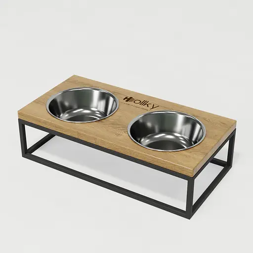 Hollky Base M — миски на підставці для середніх собак та великих котів (2 × 0,95 л) - фото 2