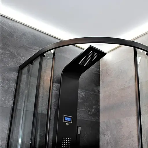 Душевая кабина Dusel EF-182B Black Matt 90x90, Черный матовый, Универсальная, прозрачная, 90x90 - фото 5