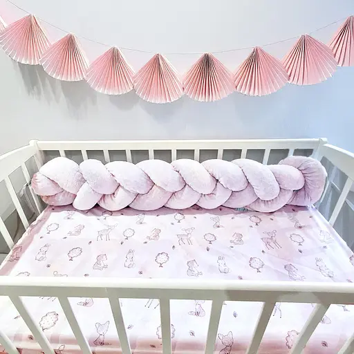 Бортик для ліжечка Косичка рожевий