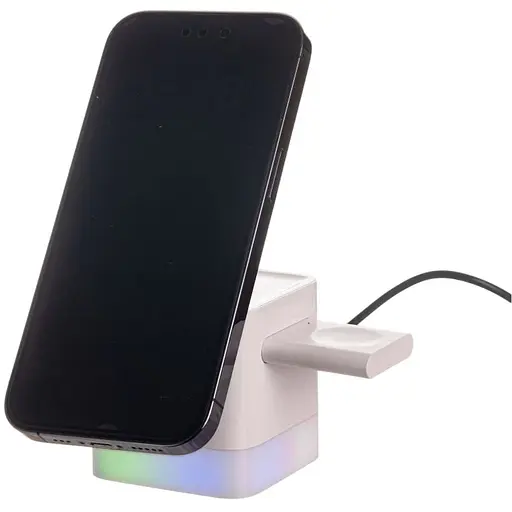 Беспроводное зарядное устройство для TheGeneral BlitzLink 15W с подсветкой белое (40051419-08) - фото 4