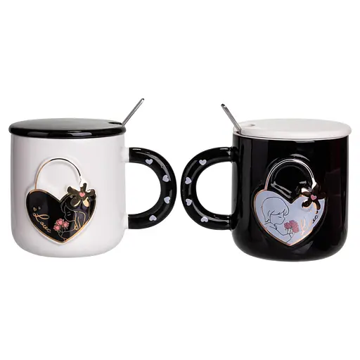 Парні чашки порцелянові Love 400 мл з ложками FM-33 - фото 3
