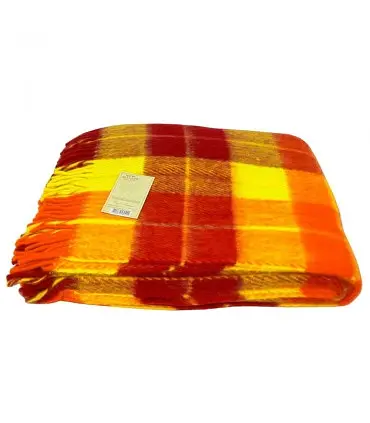 Плед вовняний Vladi Ельф Комфорт 170х210 яскраво.жовто-червоно-бордовий 1 - фото 1