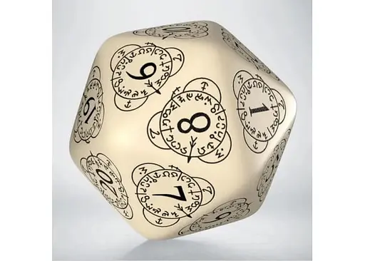 Настольная игра Q-Workshop Кубик D20 Level Counter Beige & black Die , 1 шт. (20LEV05) - фото 2