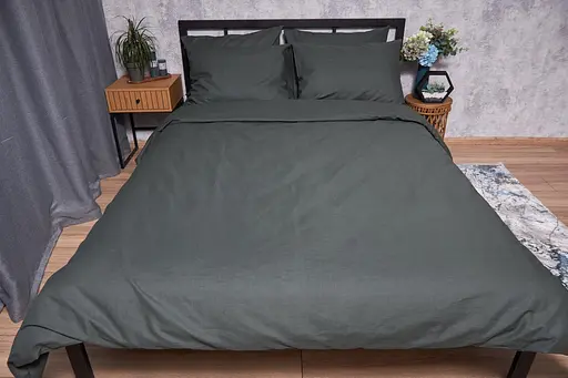 Комплект постельного белья Moon&Star Бязь Gold Люкс Dark Green семейный 143х210х2 наволочки 4х50х70 - фото 4