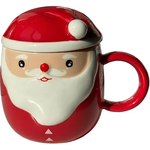 Кружка новогодняя Olens O8030-218-2 Морозко с керамической крышкой 360 мл Красная - фото 1