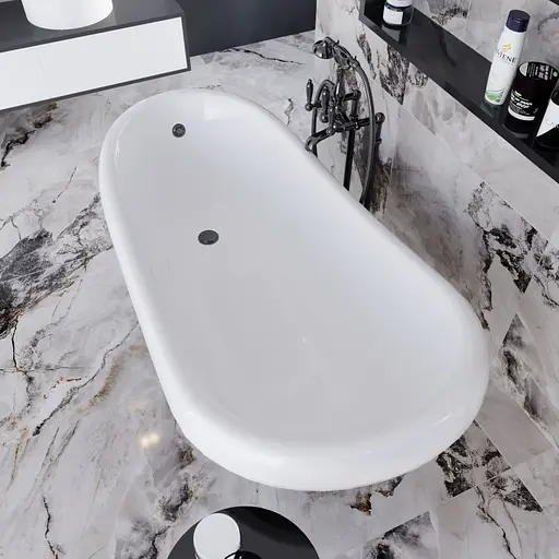 Ванна отдельностоящая матовая Amdcon Symphony 167x78 черная из литого камня черные ножки SYMFONYA_167_bl_BLACK_MAT Черный матовый - фото 3