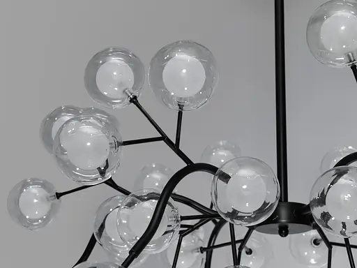 Велика люстра в зал "Світлячок", люстра чорного кольору на 54 лампи - фото 3