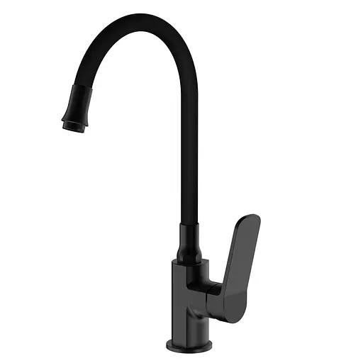 Смеситель для кухни Frap F4462 с гибким изливом черный матовый - фото 1