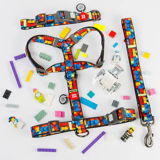 Ошейник для собак нейлоновый Waudog Nylon с QR-паспортом "Блоки" пластиковый фастекс М Ш 20 мм Д 28-40 см - фото 2