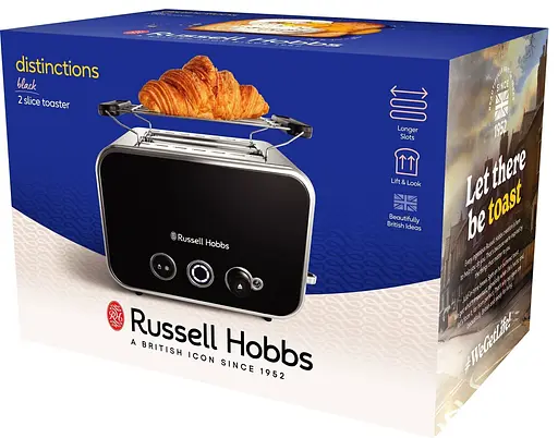 Тостер Russell Hobbs Distinctions 2-Slice 1670 Вт пластик підігрів розморозка чорний - фото 8
