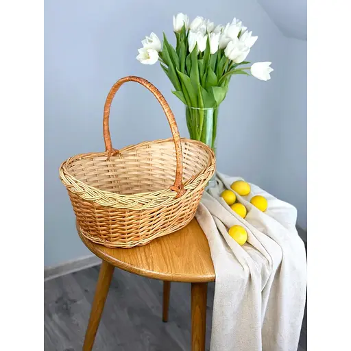 Великодній кошик із лози з однією ручкою Закарпаття Коричневий - фото 2