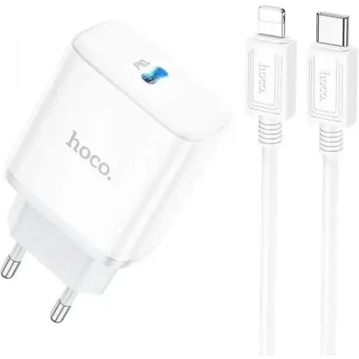 Сетевое зарядное устройство Hoco C80A Rapido PD20W+QC3.0 charger set(Type-C to Type-C) 3.1A 1m белый - фото 1