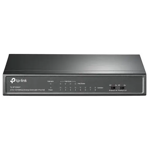 Коммутатор TP-LINK TL-SF1008LP, Black, 8-портовый, 10/100 Мбит/с, 4xPoE+, IEEE 802.3af/at