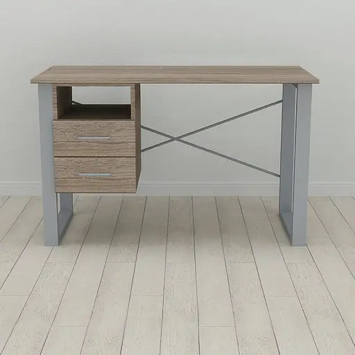 Письмовий стіл із ящиками Ferrum-decor Оскар 750x1400x600 метал Сірий ДСП Дуб Сонома Трюфель 16 мм (FRD-103252)