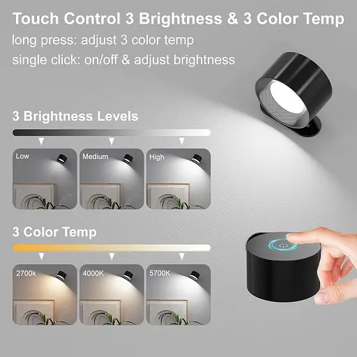 Настенные светодиодные светильники Coollamp с батарейным питанием, 2 шт. - фото 2