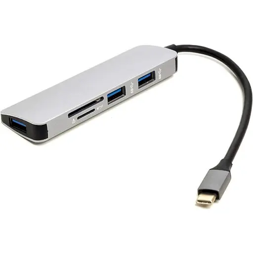 USB-хаб PowerPlant USB Type-C to 3*USB 3.0 Ports + TF/SD Card Reader (CA912100) - фото 1