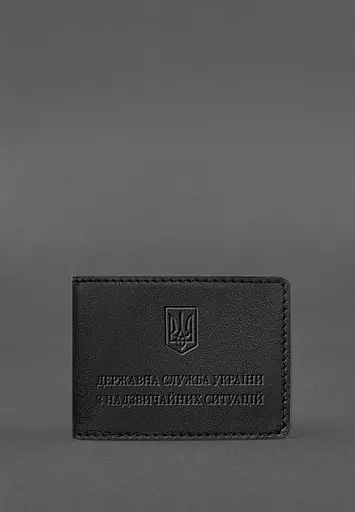 Кожаная обложка на удостоверение Государственной службы Украины по чрезвычайным ситуациям (ГСЧС) Черная - фото 2