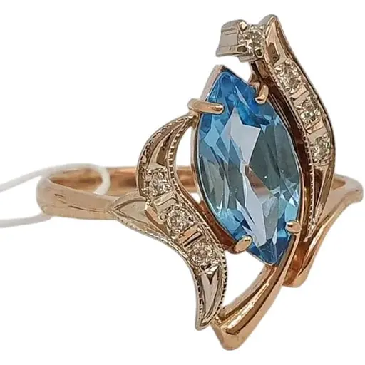 Золотое кольцо Гаразд с бриллиантами и топазом. 3022188 19