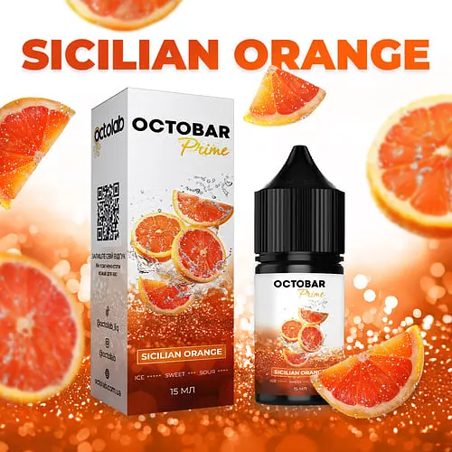 Набір компонентів для самозамісу сольової заправки Octobar Prime 15 мл Sicilian Orange Червоний апельсин 0-50 мг (19059) - фото 2