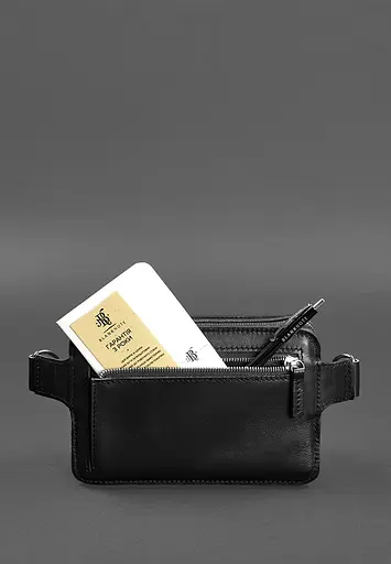 Шкіряна поясна сумка Dropbag Minі чорна - фото 5
