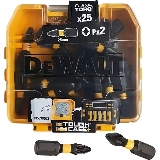 Набір біт DeWalt Extreme Flextorq Pozidriv Pz2 L=25 мм 25 шт. кейс (DT70556T)
