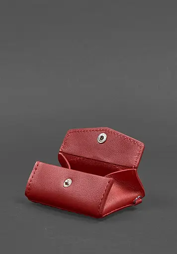 Женская кожаная монетница с клапаном 1.0 красный - фото 4