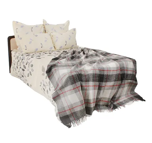 Плед вовняний Vladi Ельф 140х200 сіро-червоно-білий - фото 1