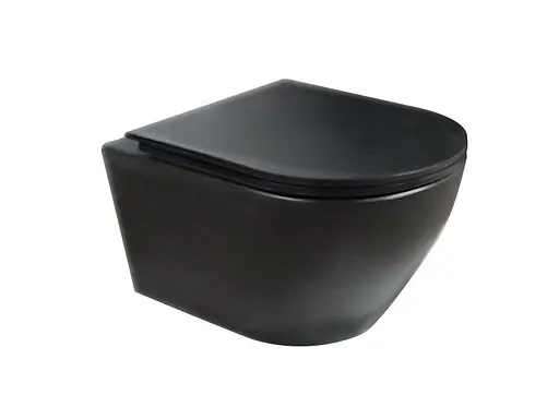 Унитаз подвесной Newarc Modern Iderimless 3823B-M NEW черный матовый с сидением Soft Close, Черный матовый - фото 1