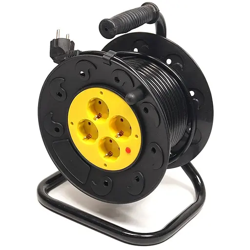 Удлинитель на катушке PowerPlant 15 м, 3x1.5мм2, 10А, 4 розетки (JY-2002/15)