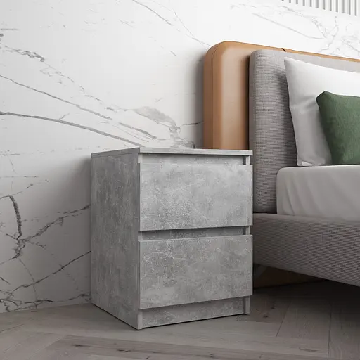 Прикроватная тумба Vays R-5 Бетон, 2 ящика без ручек, ЛДСП 40×40×53 см - тумба в спальню