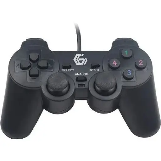 Геймпад Gembird JPD-UDV-01 черный USB с вибрацией для ПК 2 аналоговых джойстика 12 кнопок - фото 1