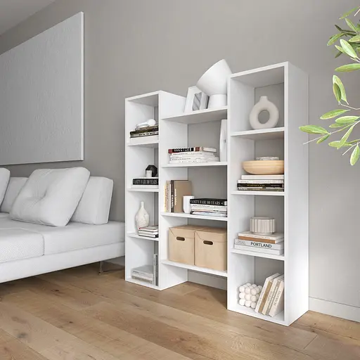 Книжная полка стеллаж для книг Vays D-8 Белый современная полка ЛДСП 130x30x140 см для дома офиса гостиной.