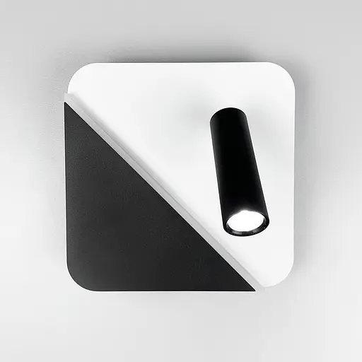 Настенный белый с черным квадратным светильником со спотом Line F Арт. W087 BK+WT - фото 4