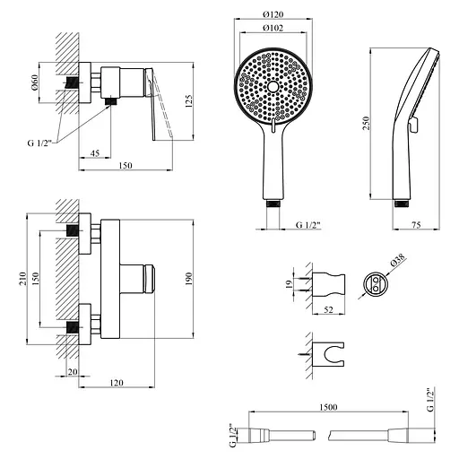 Смеситель для душа Kroner Element 211411-0101 (CV035965) - фото 7