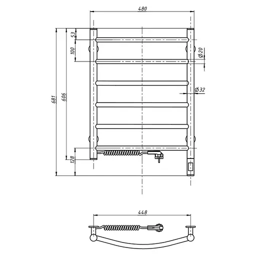 Електрична рушникосушка Navin Камелія 480x600 Sensor ліва з таймером, чорний муар 12-228053-3680, Чорний матовий, Ліве, Електронний - фото 5