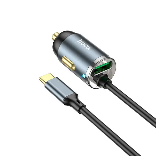 Адаптер автомобильный HOCO Type-C Cable car charger NZ7 серый - фото 1